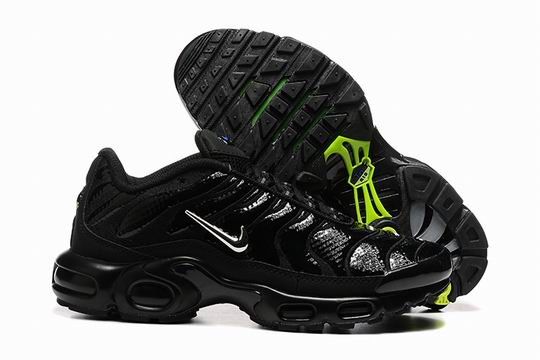 Cheap Nike Air Max Plus Black Leather Green TN Men's Shoes-258 - Click Image to Close